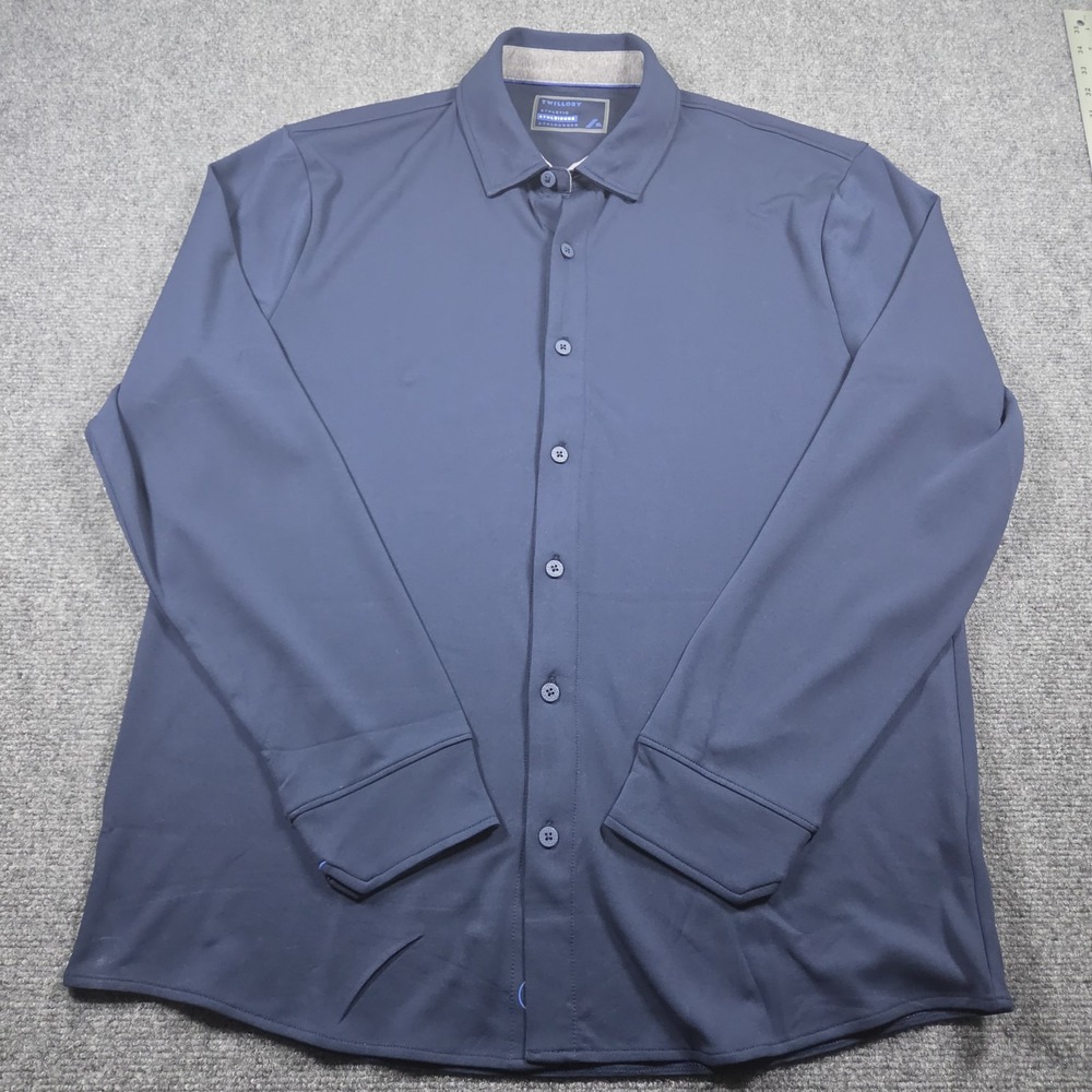 Twillory Athleisure Shirt Men's XL Navy Performance Stretch Business Casual